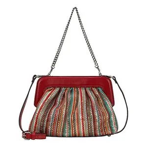 Patricia Nash Zelia Sequin Fabric & Leather Frame Clutch