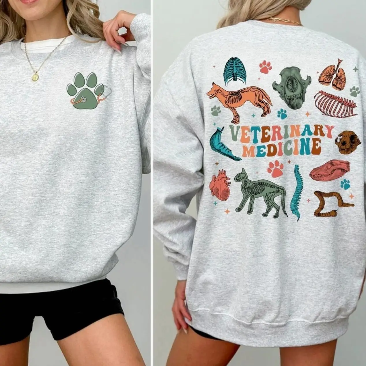 Veterinary Anatomy 2-Sided Sweatshirt – Unisex Vet Science tshirt YL