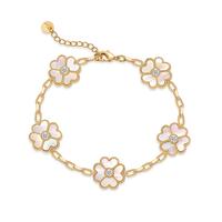 Mother of Pearl Flower - Yellow Gold