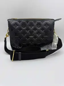 Pre-owned Louis Vuitton Black Monogram Embossed Leather Crossbody Bag with Adjustable Strap & Gold Hardware
