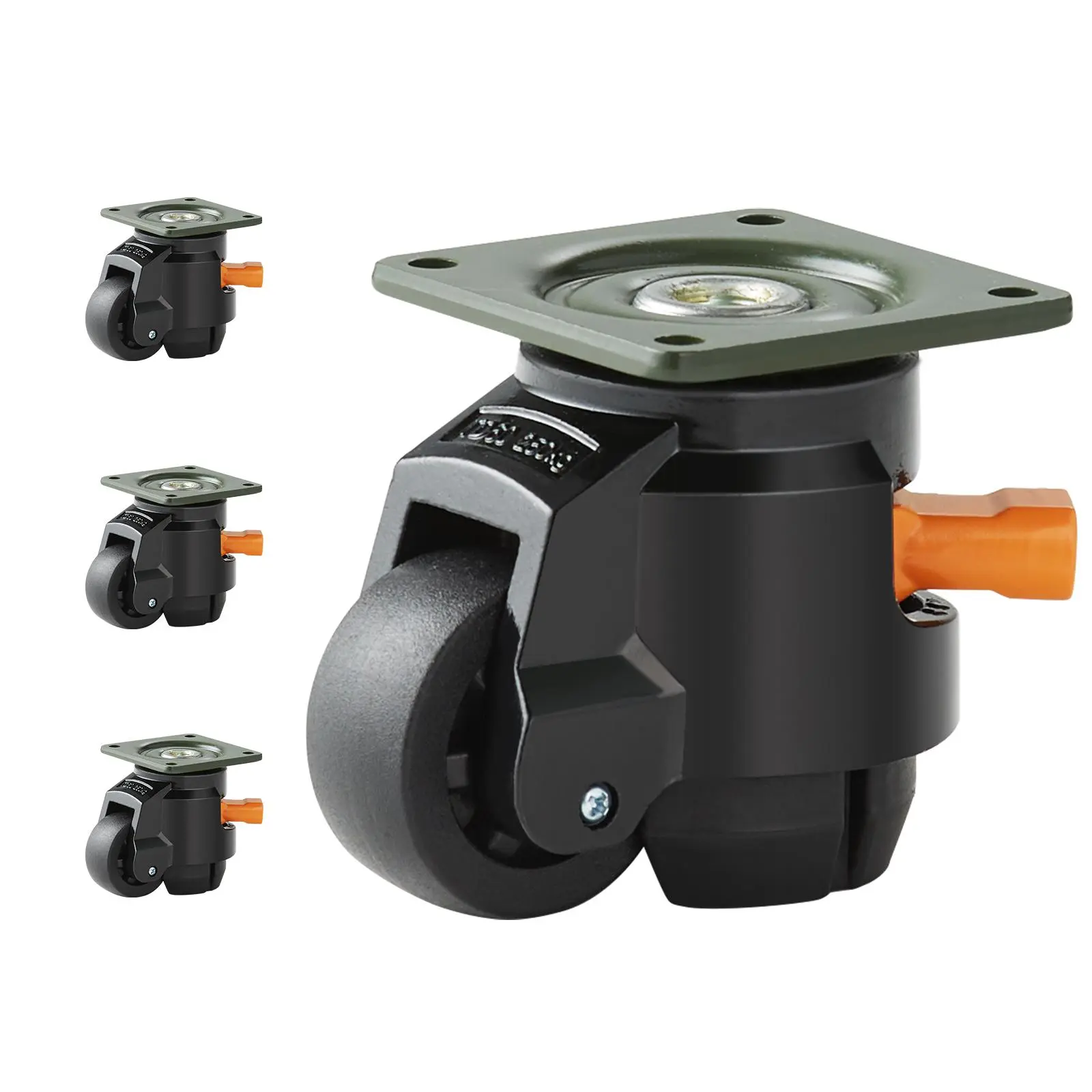 【SummerFinds】VEVOR Leveling Casters,  4-Pack Heavy Duty 360° Swivel Caster Wheels Hold up to 1100 lbs Load, 2 inches Caster Diameter, Adjustable Casters with Upgraded Handle Design and Feet for Workbench & Machine