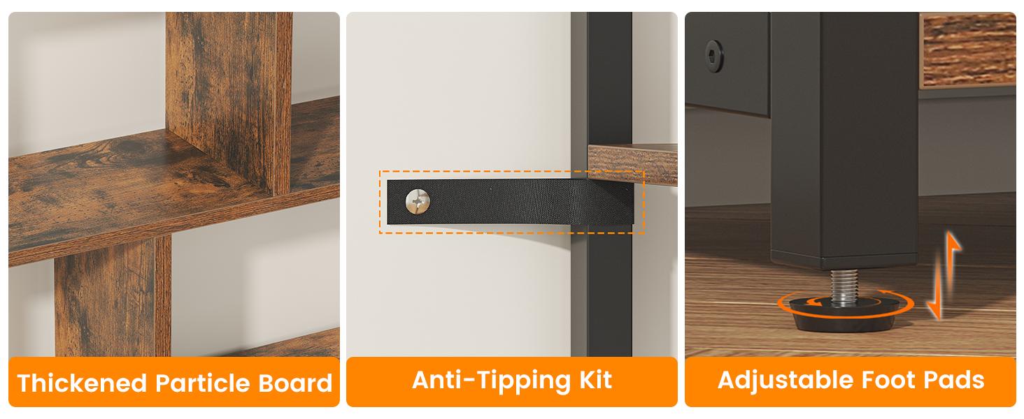 Modern Office Bookshelf with Adjustable Shelves | Industrial Metal Frame bookshelf decor | 71.1" Tall Storage Bookcase with Metal Frame & Engineered Board bookshelf organization | Home Office Bookshelf for Books, Files & Decor Organization