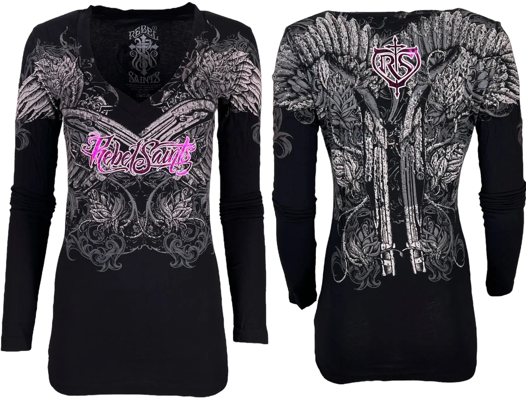 Women's Cotton Printed T-shirt - Rebel Saint by Affliction, Casual Womenswear Tops