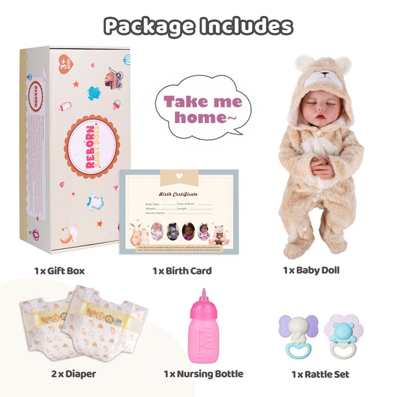 BABESIDE 12/17/20 Inch Lifelike Reborn Baby Dolls Soft Full Body, Realistic Baby Doll Sweet Sleeping Soft Vinyl Real Life Baby Dolls Cute Girl with Toy Accessories Gift Set for Kids Age 3+