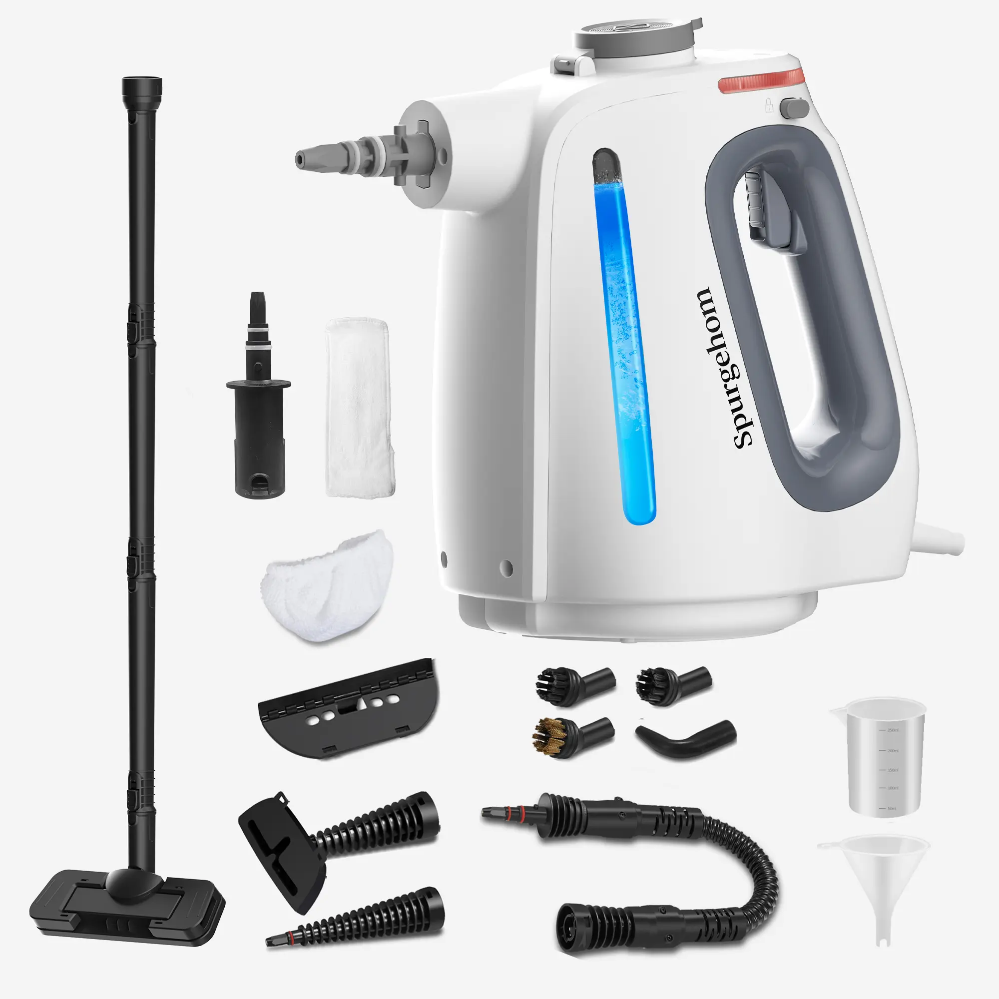 Spurgehom Pressurized Handheld Steam Cleaner - 350ml Lightweight Aluminum Alloy Home Appliance, 11pcs Tools for Car Detailing & Housekeeping, Corded Non-Bleach Crevice-Handled Steamer Steam Cleaners, Handheld Steam Cleaners,dorm essentials,home essentials