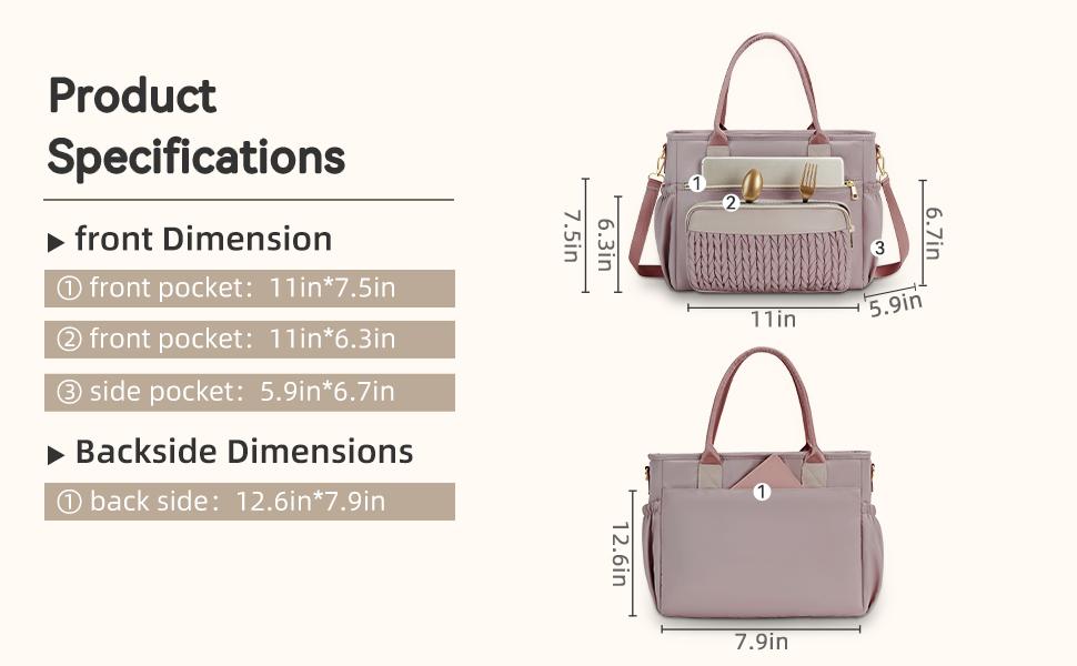 HSHRISH PT61 Insulated Tote with Lunch Bag  & Lunch Box for Women LeakProof Tote Bag with Adjustable Straps & Side Pockets Reusable Cooler for Work Picnic