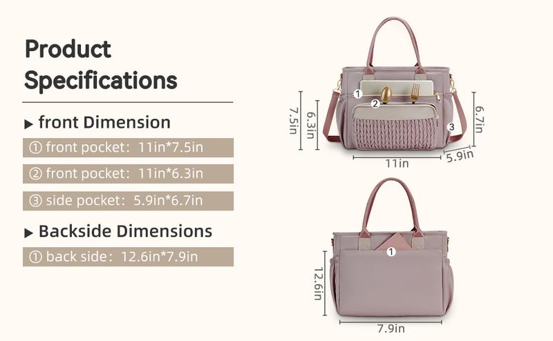 HSHRISH PT61 Insulated Tote with Lunch Bag  & Lunch Box for Women LeakProof Tote Bag with Adjustable Straps & Side Pockets Reusable Cooler for Work Picnic