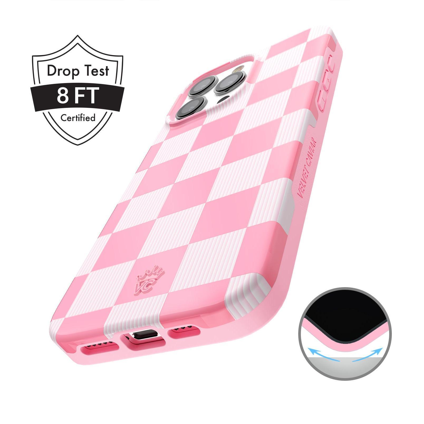 Velvet Caviar Pink Vibe Checkered iPhone Case - Cute, Trendy & Stylish Phone Cases for iPhone - Drop-tested Cases for iPhone with Shockproof Protection