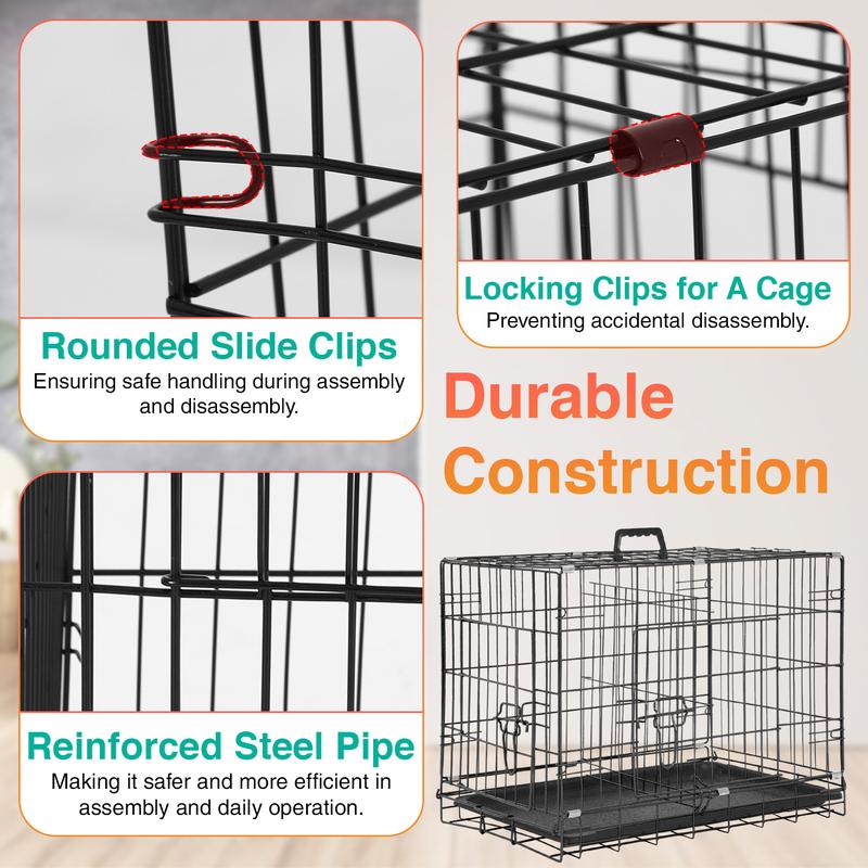 BestPet 24/30 Inch Dog Crates for Small Dogs - Foldable Metal Wire Kennel with Double Door Divider Panel, Removable Tray, and Handle - Pink Black Blue Enclosure Carrier