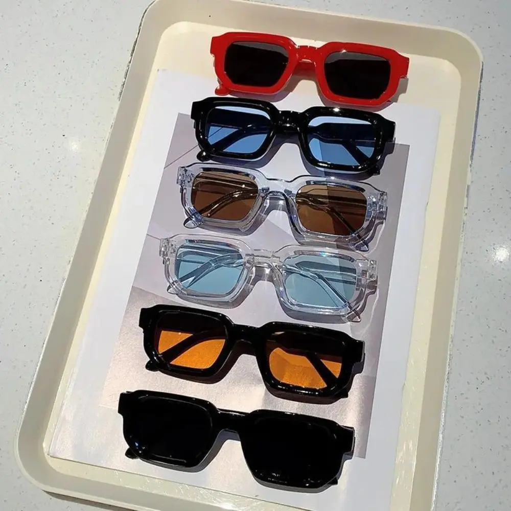 Unisex 6-Pack Rectangular Sunglasses, Trendy Vintage Luxury UV400 Eyewear, Oversized Female Fashion Accessories