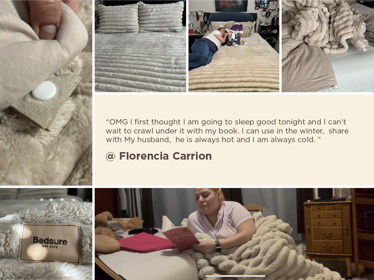 【Spring Glow Up】Bedsure 6 Pieces Gentlesoft 2-in-1 Comforter Set and Detachable Fluffy Blanket,  All Season , SnapTech Design for Space Saving