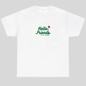 Hello Friends Golf Shirt For Men For Women, Trendy Gift Unisex Relaxed Fit, Vintage Inspired Minimal Graphic, Cotton Menswear Top