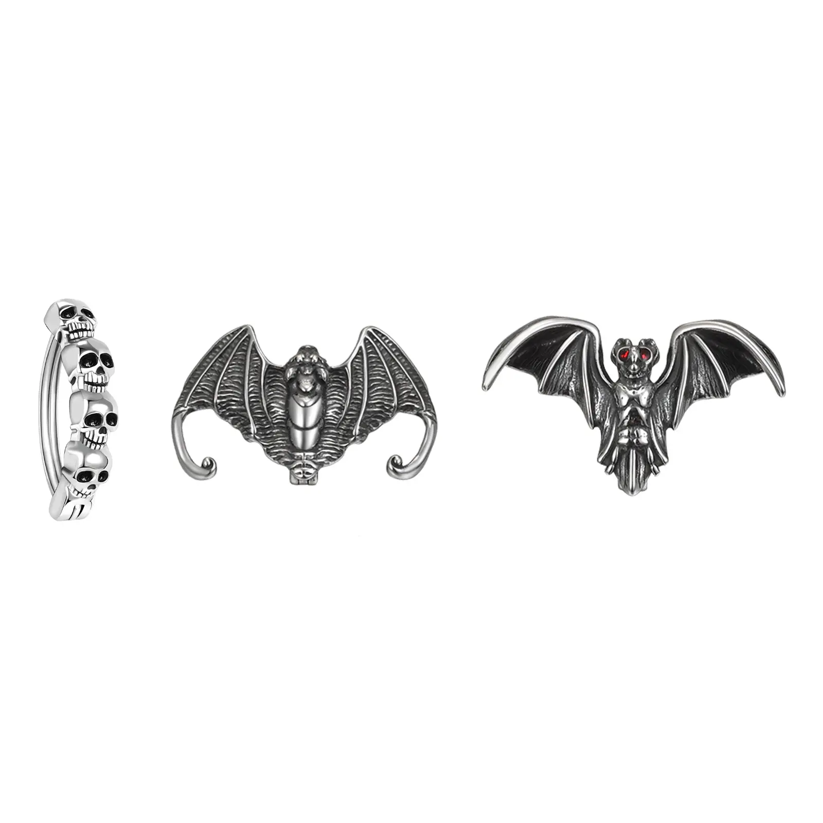 OIDEA Gothic Belly Button Rings - Women's Reverse Navel Ring Set, 316L Surgical Stainless Steel, Hypoallergenic Skull & Bat Body Jewelry for Halloween Piercings, Surgical Steel summerwins,summerwins
