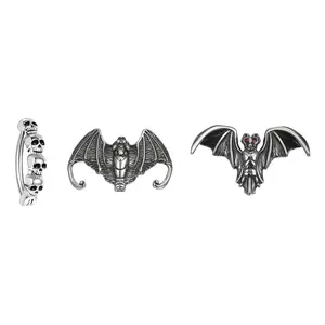 Gothic Belly Button Rings: Women's Reverse Navel Ring 316L Surgical Stainless Steel Halloween Belly Piercing Set Skull and Bat Hypoallergenic Body Jewelry