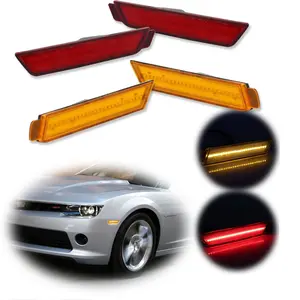 4PCS Front Amber & Rear Red Side Marker Light LED Kit For Chevy Camaro 2010 2011 2012 2013 2014 2015  Replace OEM # 92246244 92246245 92246252 92246253 GM255119