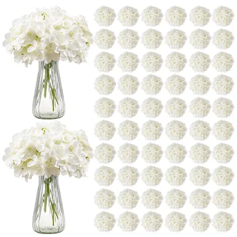 VEVOR Lifelike Artificial Flower Bouquet, Fade-Resistant Silk 205 White Hydrangeas with Bendable Stems, Decorative Fake Plant Decoration for DIY Wedding Bouquets Home Centerpieces, Home Decor Accessory #SohoChic