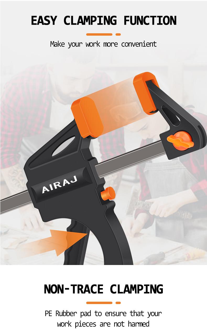 AIARJ Clamp, 10pcs Woodworking F Clamp 4Inch Bar F Clamps Clip Wood Carpenter Tool Grip Quick Ratchet Release Squeeze Woodworking DIY Hand Tool Kit Projects Safety