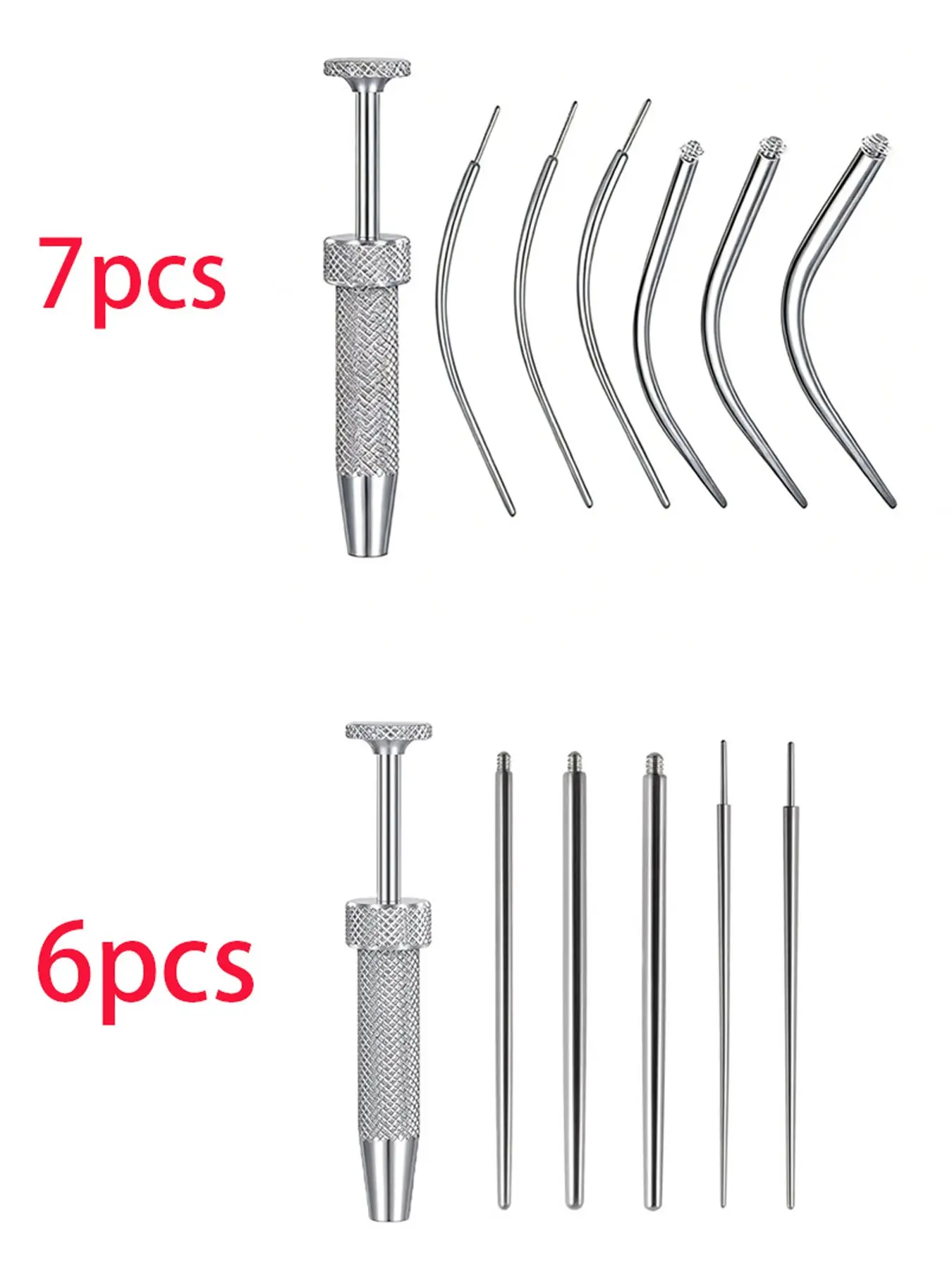 6/7PCS/Set Piercing Taper Ball Grabber Tool Set, 14g-20g Stainless Steel, Flat Back Earring Applicator, Ear Nose Eyebrow Tongue Navel Lip, Belly Button Piercing, Piercing Tools