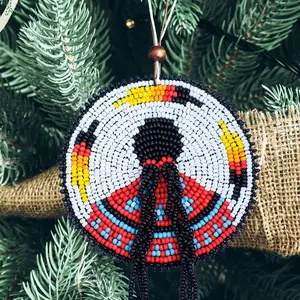 Indigenous Women Handmade Beaded Patch Necklace Pendant