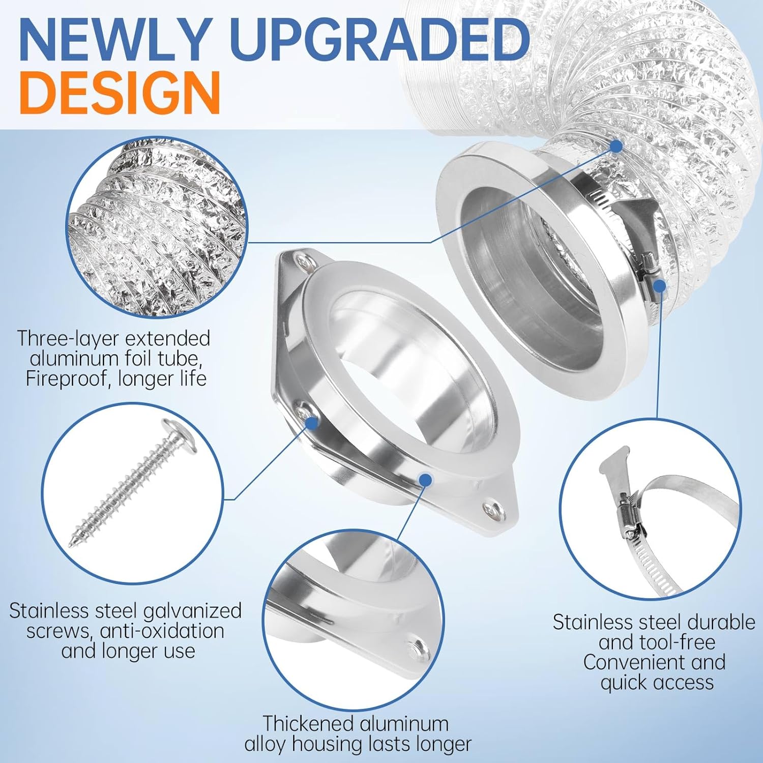 Magnetic Dryer Vent Connector Kit DV180 Airtight Seal Magnetic Dryer Vent Coupler Dryer Vent Hose Coupling Exhaust Hose with 2.6ft 4" Duct and Two Clamps Quick Connect Magnetic Dryer Vent Connector