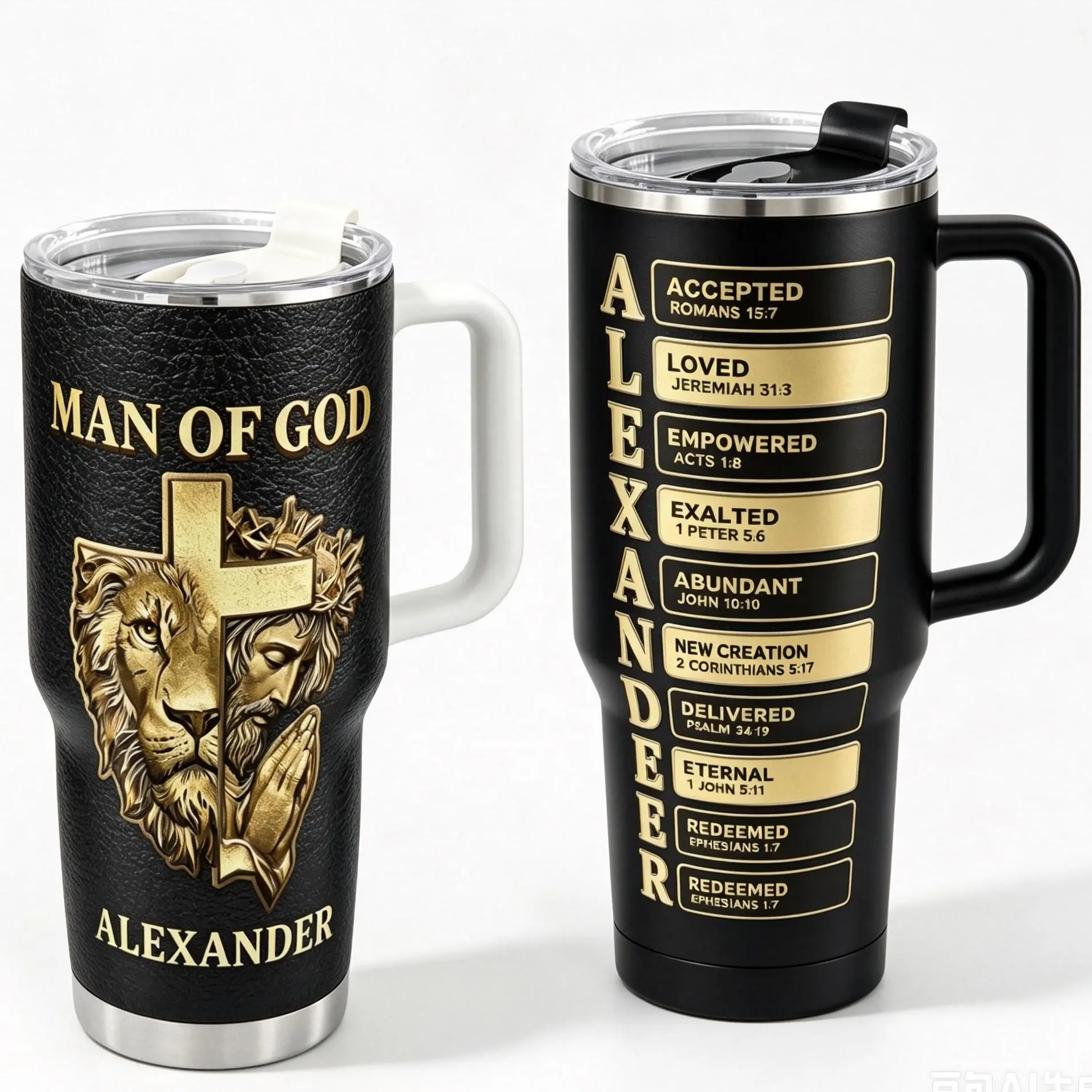 Personalized 40oz Stainless Steel Thermal Flask - Man Of God Themed, Big Capacity, Insulated, Leakproof, With Lid and Straw, Kitchenware Drinkware Vacuum Flask, Flasks, Insulation
