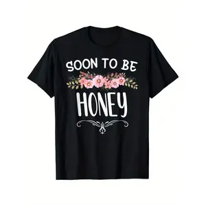 The soon-to-be-honey funny pregnancy announcement t-shirt for men and women suitable for cotton bridesmaid party gifts floral honeycomb and honeycomb design micro-elastic short-sleeved shirt neutral casual maternity clothes plus size for men and women the
