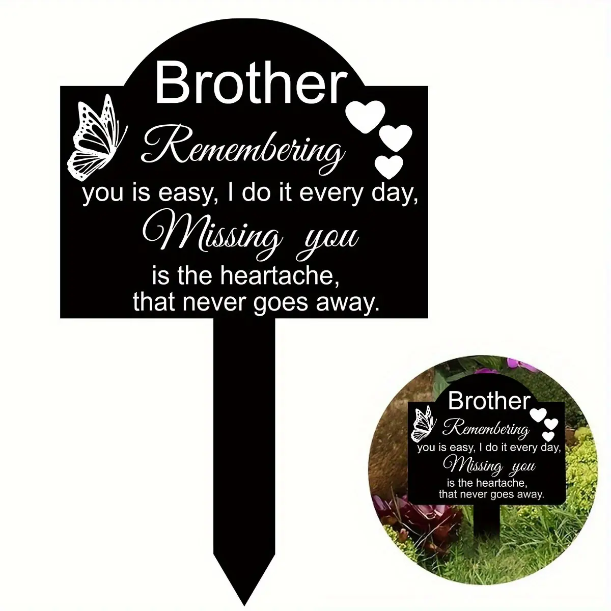 1pc Rectangular Acrylic Heartfelt Brother Memorial Plaque - Outdoor Cemetery Garden Stake, Waterproof, Moisture-Resistant, Heat-Tolerant, Remembrance Funerary Gift