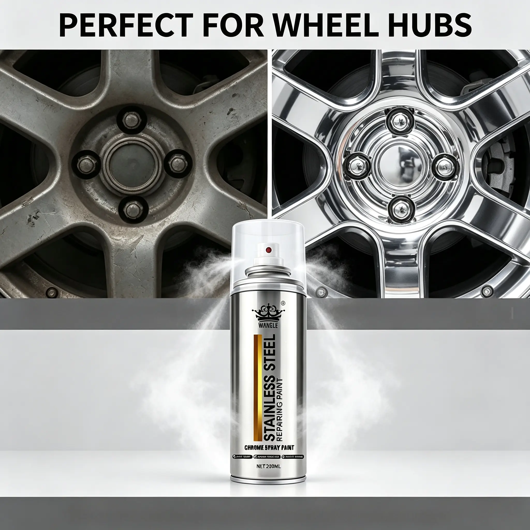 Stainless-Steel Chrome Spray Paint, Multi-Purpose Metal Refurbishment Solution for Home Supplies