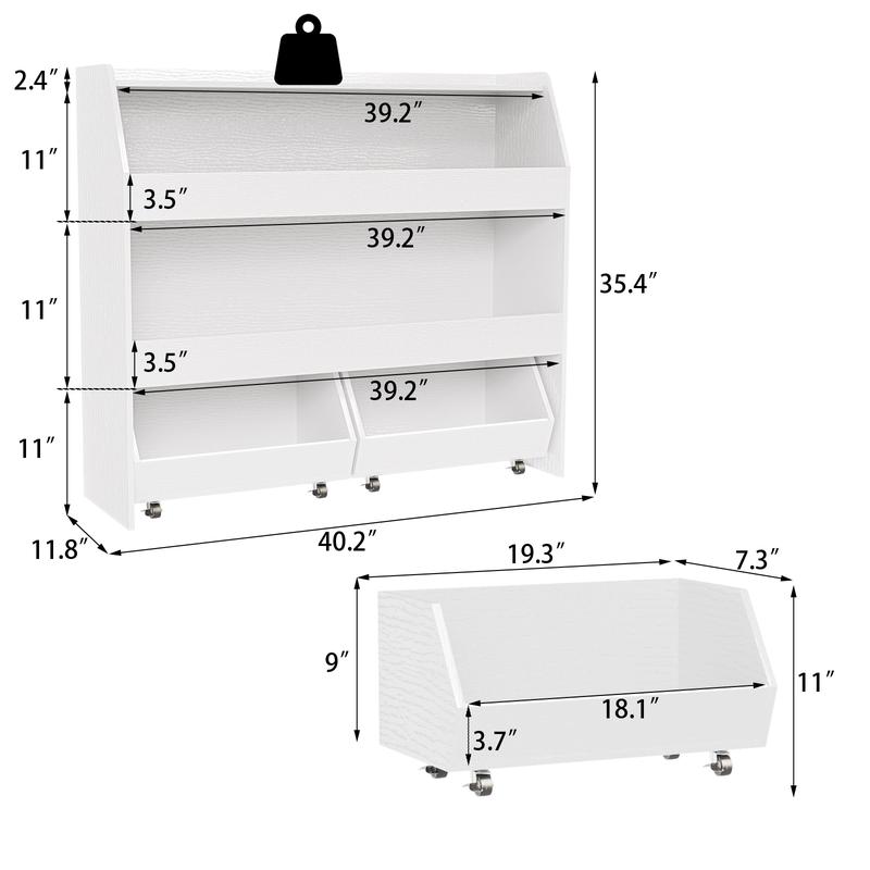 3-Tier Rolling Toy Storage Cabinet for Kids - Multiple Versatile Storage for Toys, Pet Items, and Snacks with Wheels, Modern White Design
