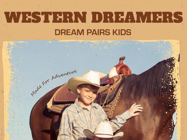Dream Pairs Kids Square-Toe Western Cowboy Boots