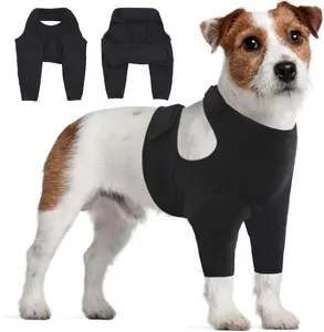 【Pet Supplies】IDOMIK Dog Recovery Suit Front Legs Dogs Protective Sleeves Elbow Brace Adjustable Anti Lick Design 1 Piece Soft Support Heal Wounds Cone Alternative