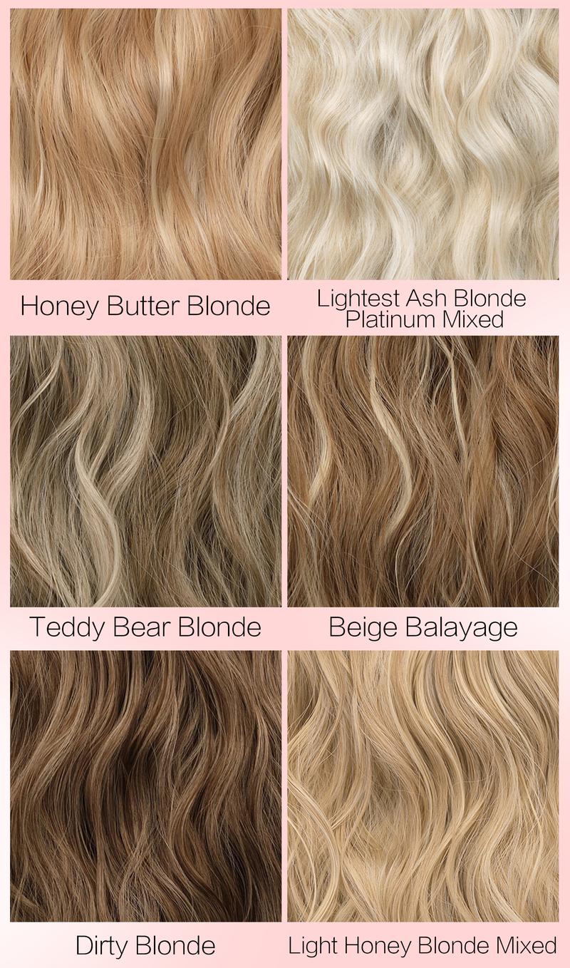 【QBEAUTY 】24 Inches Invisible Clip- in Synthetic Hair Extensions Thick Natural Hairpieces Double Weft 4/3/2 Secure Clips Long Wavy Secret Hairpiece for Women