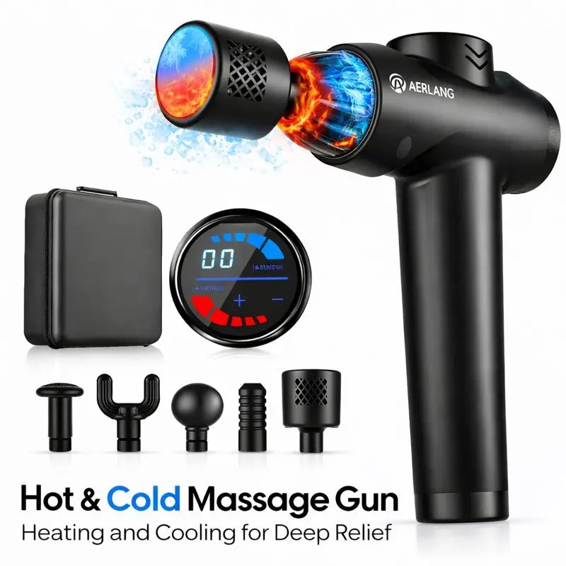 AERLANG Massage Gun with Heat and Cold,Massage Gun Massage Gun Deep Tissue | Back Massager for Pain Relief,Percussion Muscle Massager,Handheld Messager with 7Heads&Silent 20speeds Smart LCD,back to school,back to school haul