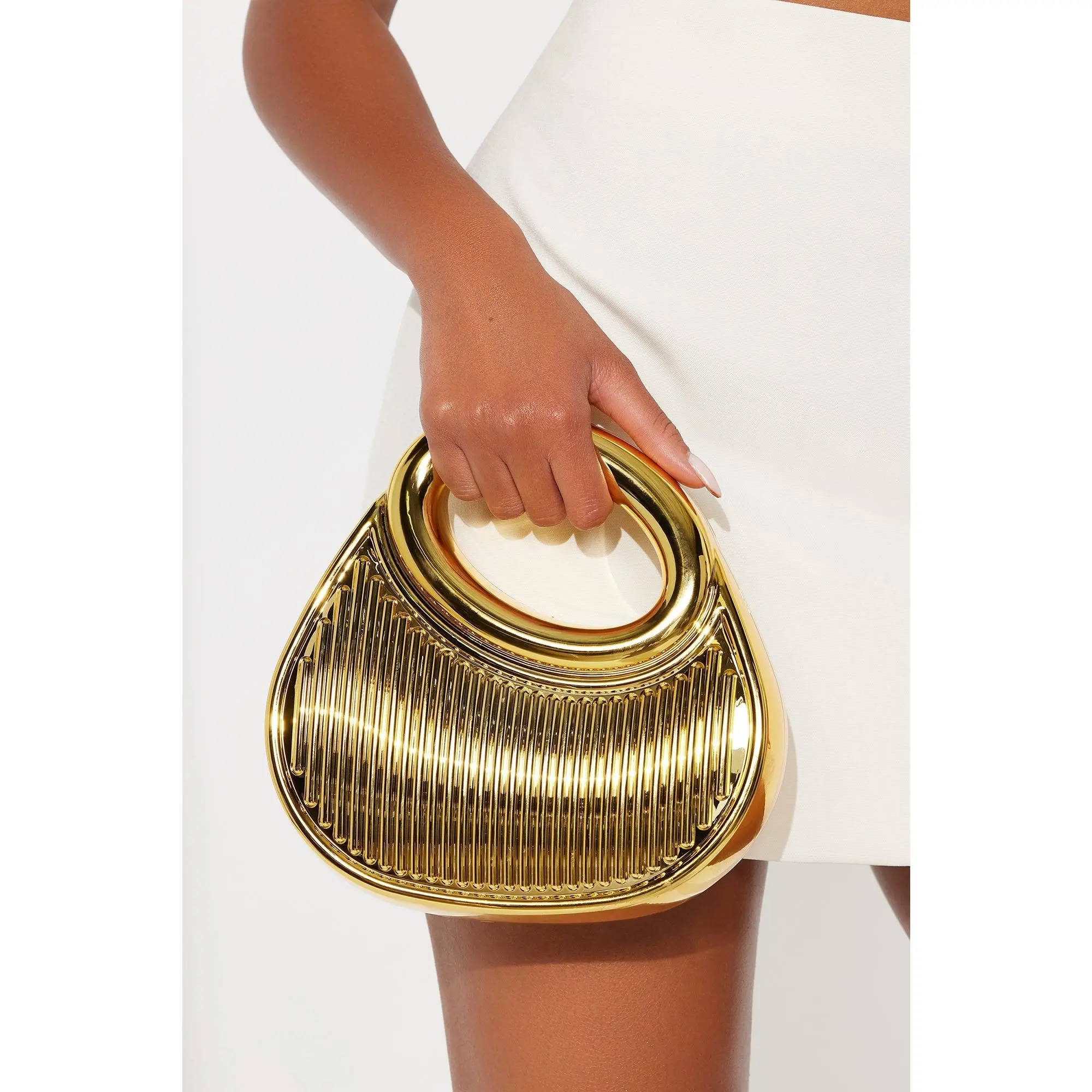Take Note Hard Case Clutch - Gold