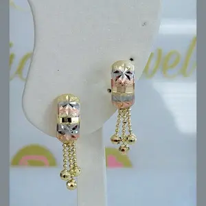 3-tone casual earrings #0110 - 14k laminated gold