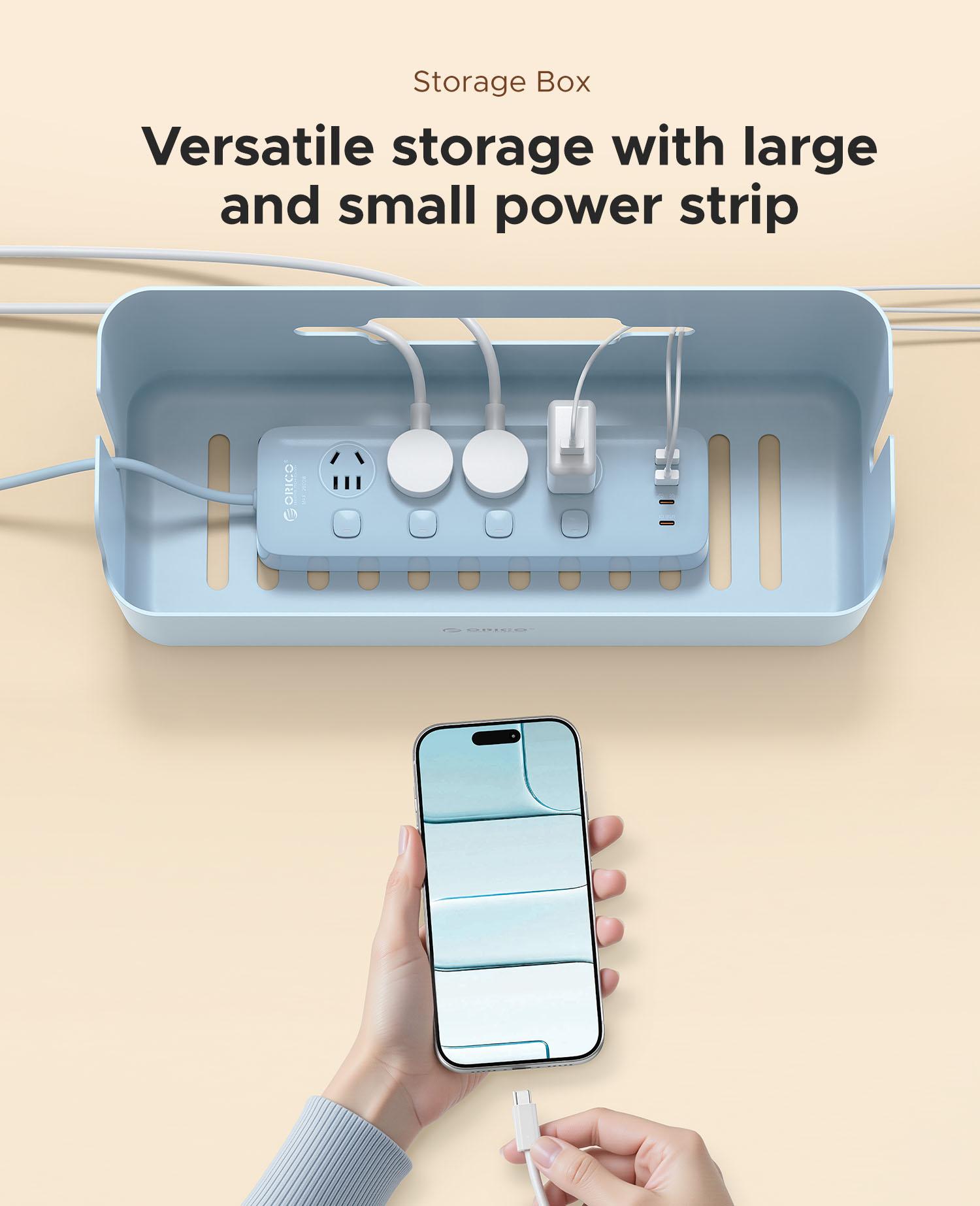 ORICO PowerBox Cable Organizer Box – Minimalist Desktop Cable Management, Safe Power Strip Storage for Home & Office - PB01