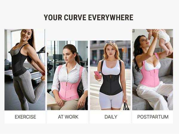 Feelingirl FeelVibe Waist Trainer for Women Latex Waist Trainers Vest Adjustable Wide Straps SpringStatements