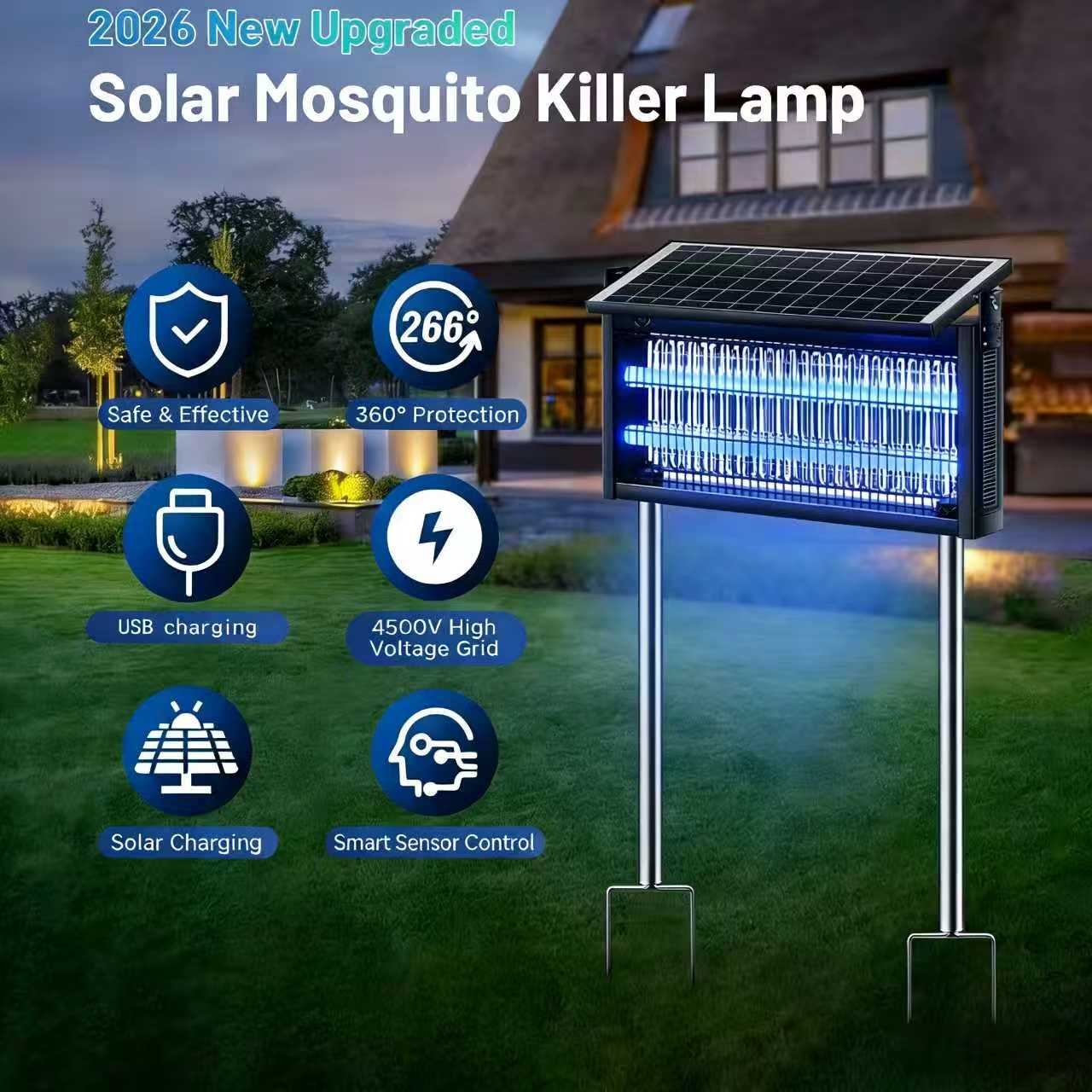 The new solar outdoor mosquito-killing lamp saves electricity and worry-free. It can be protected at any time in the countryside, courtyards, camping, fishing, and picnics. The most romantic gift to protect your family