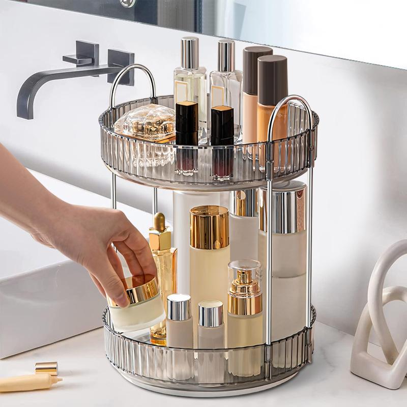 360° Rotating Makeup Organizer - Large Capacity Cosmetic and Skincare Dresser | Spinning Perfume Organizer Vanity Shelf for Makeup, Perfume, and Skincare (2 Tiers) ,Deals for you days