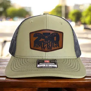 America’s 250th Anniversary Leather Patch Richardson Trucker Hat, Patriotic American Flag Leather Patch Cap, Freedom Cap Gift