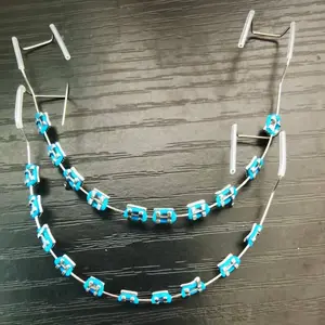 Pair of Boxed Metal Braces, Professional Stainless Steel Temporary Denture Kits Including Archwires, Clasps, and Retainers, Durable, Corrosion-Resistant, Odorless, Suitable for Dental Students and Practitioners Orthodontic Accessories Blue Oral