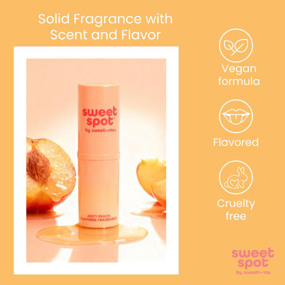 Sweet Spot Juicy Peach Flavored Fragrance - Vegan Cruelty-Free Eco-Friendly Roll-On Balm for Men & Women - Clean Juicy Peach Scent - Hydrating & Lightweight - No Parabens