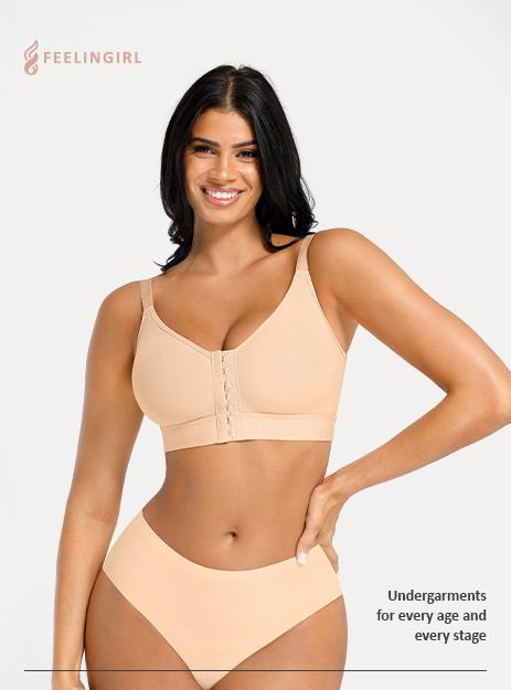 FeelinGirl Wireless Bra Front Closure for Women Everyday Bras Post Surgery Bras Shapewear Top Comfortable Fabric Womenswear Fits Smooth
