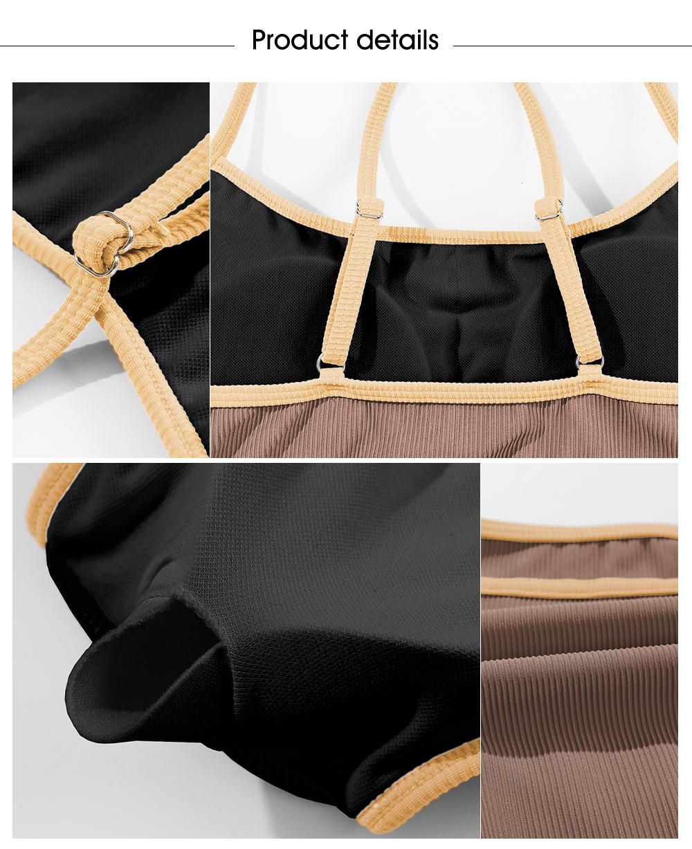 Aleumdr Women's Ribbed Bikini Sets Color Block Swimsuit High Waisted Bathing Suit Swimming Clothing Beach Water Sports Swimwear SpringStatements