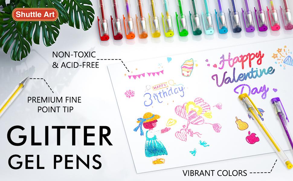 Shuttle Art 240 Pack Glitter Gel Pens, 120 Colors Glitter Gel Pen Set with 120 Refills for Adult Coloring Books Craft Doodling