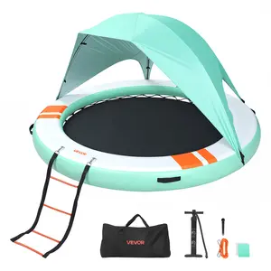 【Summervibes】VEVOR Inflatable Floating Dock, 10FT Round Inflatable Dock Platform, Non-Slip Water Floating Dock Mat with Portable Carrying Bag & Detachable Ladder, Floating Platform Island Raft for Pool Beach Ocean