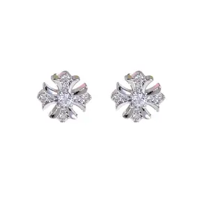 8mm CZ Cross Stud Earrings for Men and Women, Streetwear Hip Hop Punk Style Unisex Jewelry Accessory