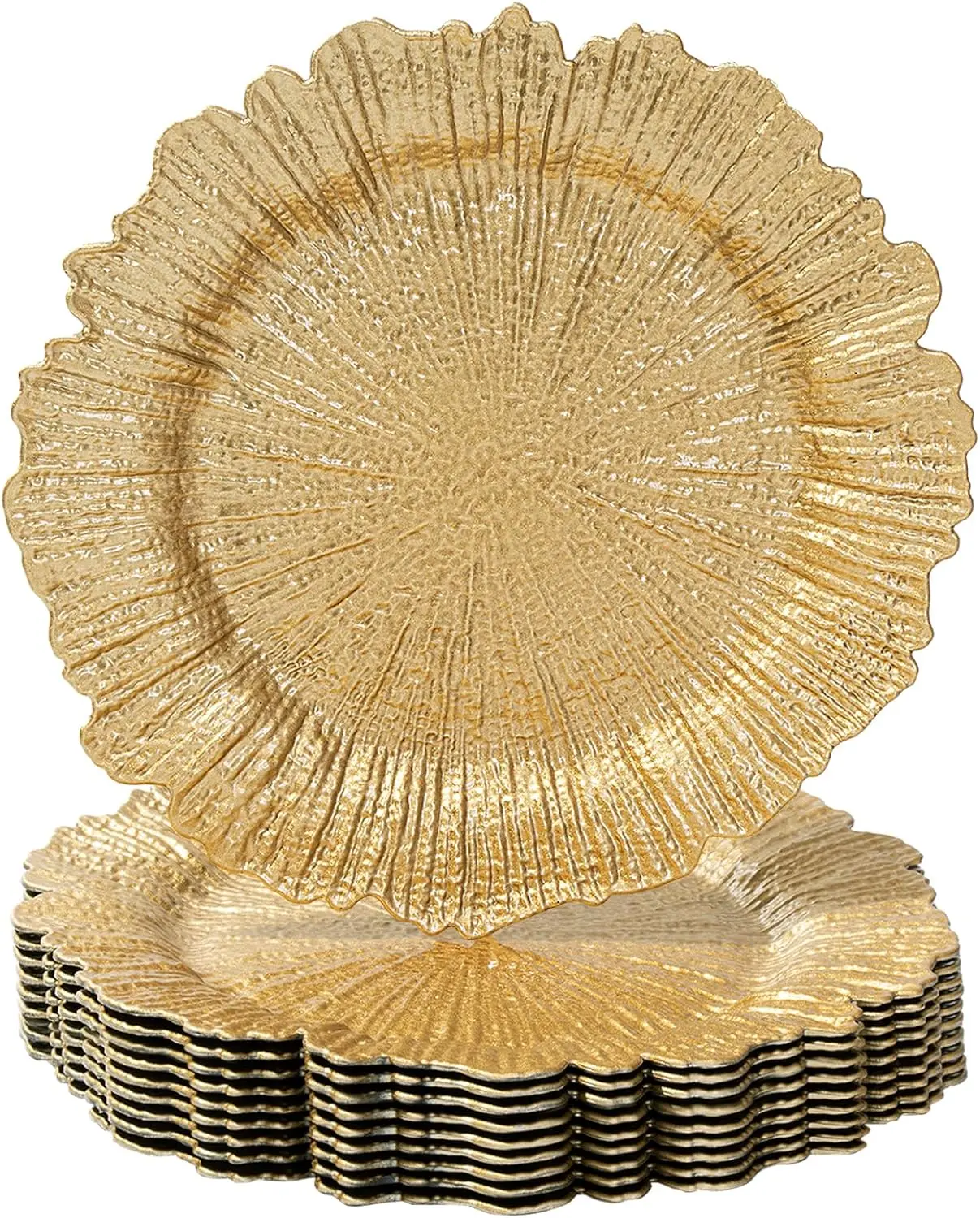13"  Charger Plates Set of 10, Reef Plate Chargers, Round Charger for Dinner Plates, Plastic Table Chargers for Wedding Decor