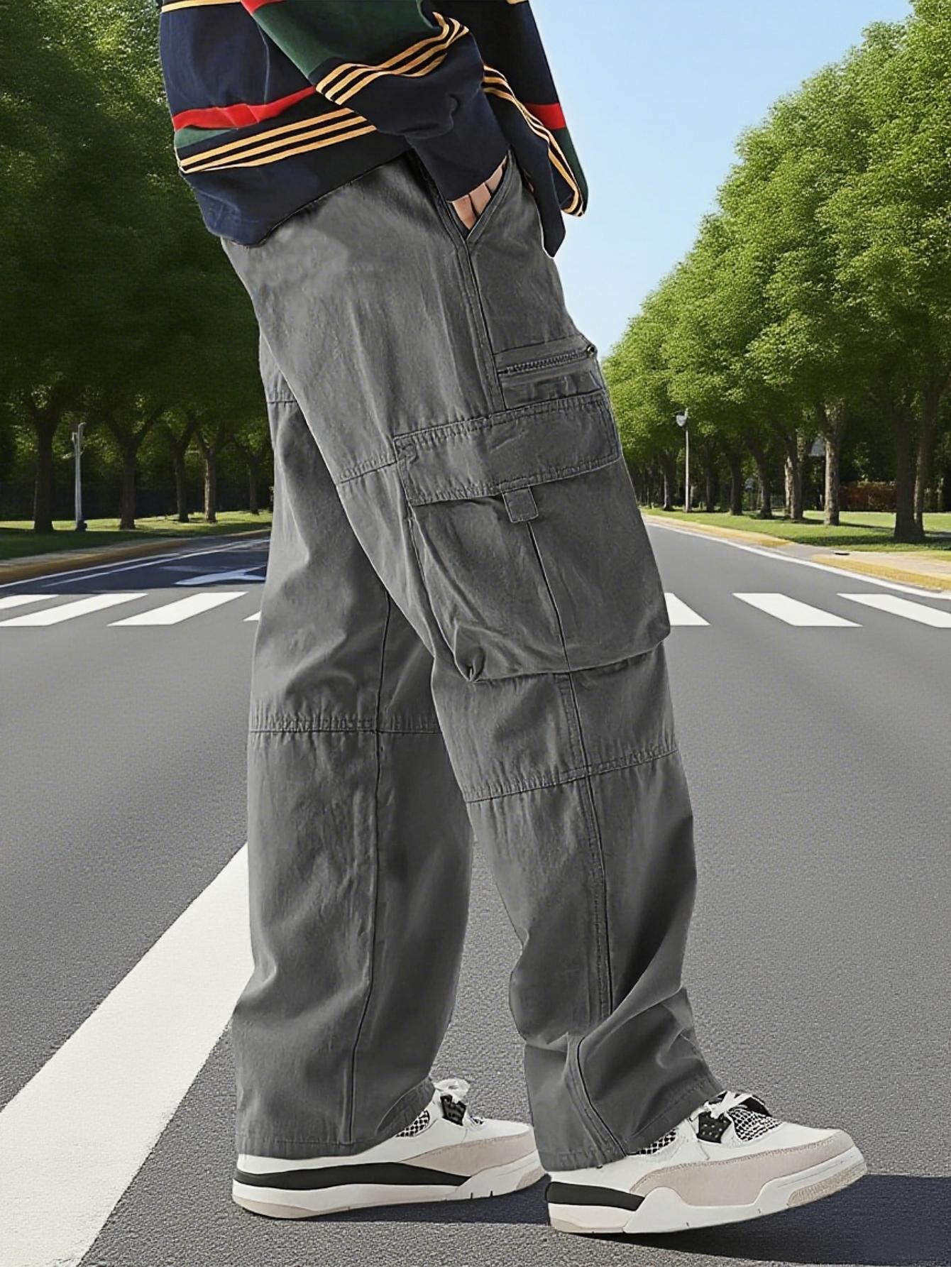 Men's Flap Pocket Cargo Loose fit Pants, Street Fashion Trousers for Daily Wear Men's Bottoms for All Seasons, Casual StreetStyle Clothing, Menswear, Clothe, Casual Streetwear Trousers, Casual Comfy Trousers