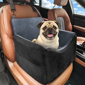 Small to Medium Luxury Dog Car Seat - Memory Foam Filled for Passenger Seat  Adjustable Safety Leash Comfortable Soft and Breathable Fabric  Storage Pocket for Dogs or Cats Weighing No more than 30 lbs, Removable and Machine Washable